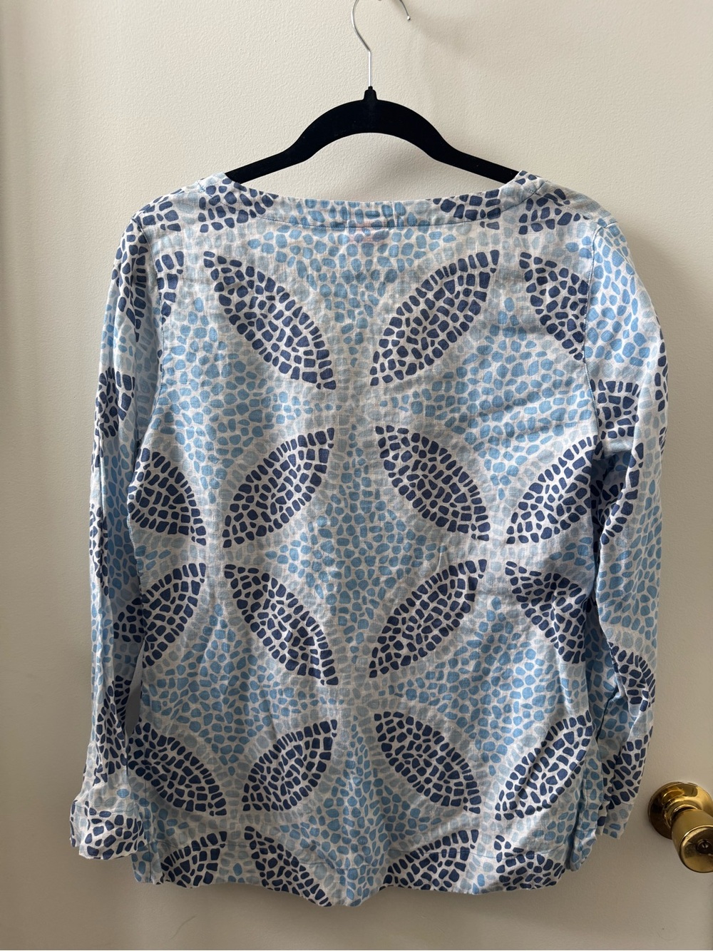 Linen Blue Patterned Tunic - Picture 2 of 4